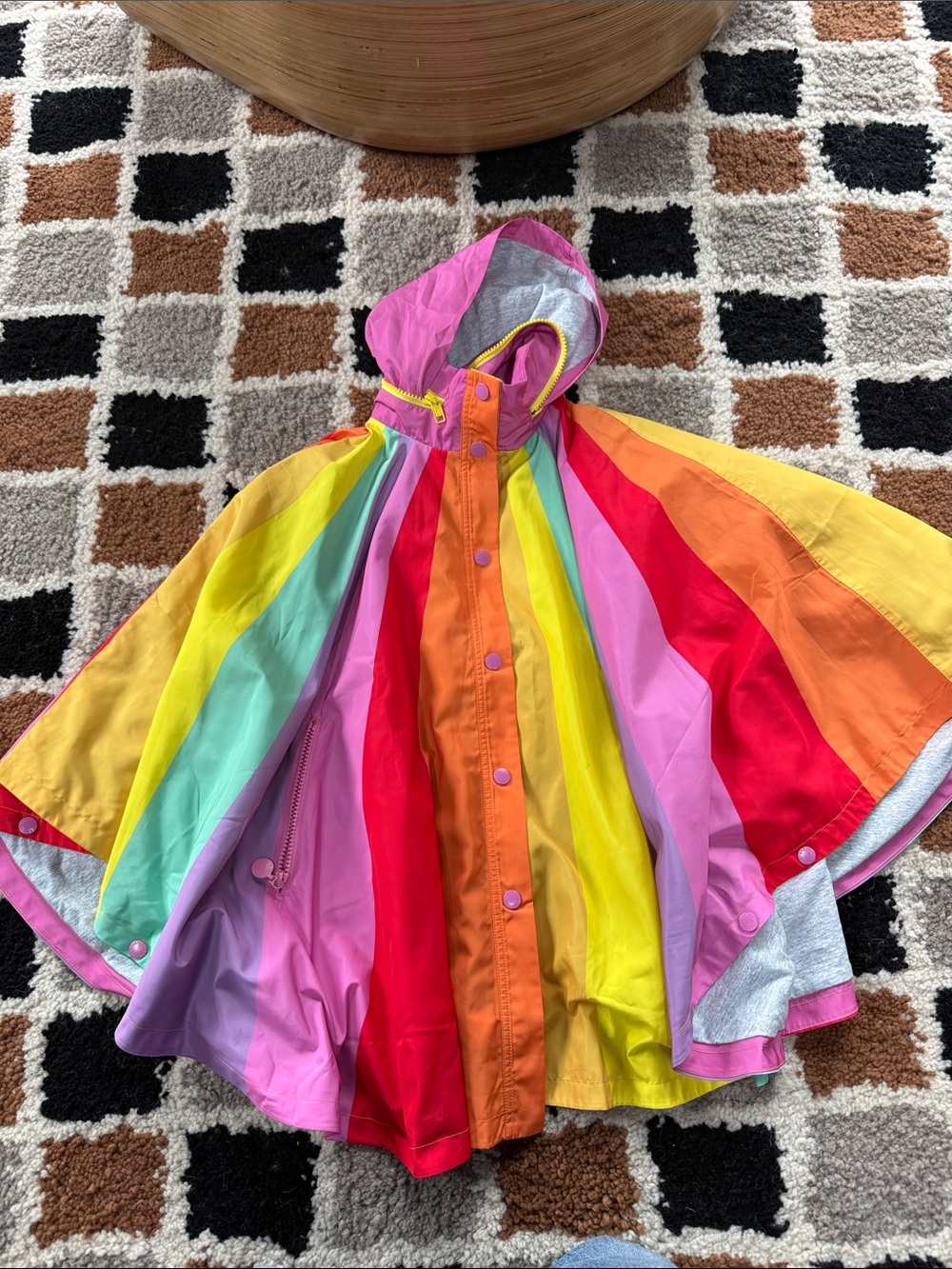 Kids Rainbow Hooded Rain Poncho - Multicolor